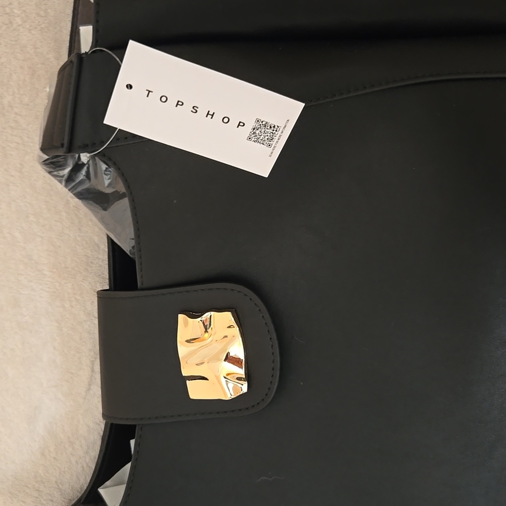 Topshop Tiffany Trophy Piece Black Tote Shoulder Bag - Picture 12 of 12